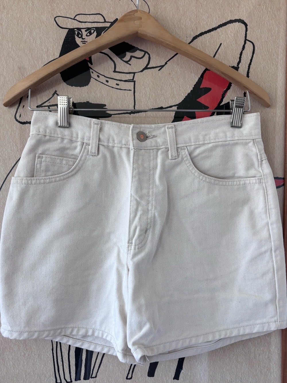 LONDONJEAN High Waist White Denim Shorts